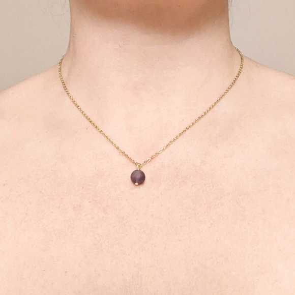 Amethyst February Birthstone Gold-Plated Necklace - Picture 6 of 7